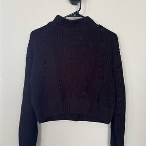H&M Black Ribbed Knit Cowl Turtleneck Sweater